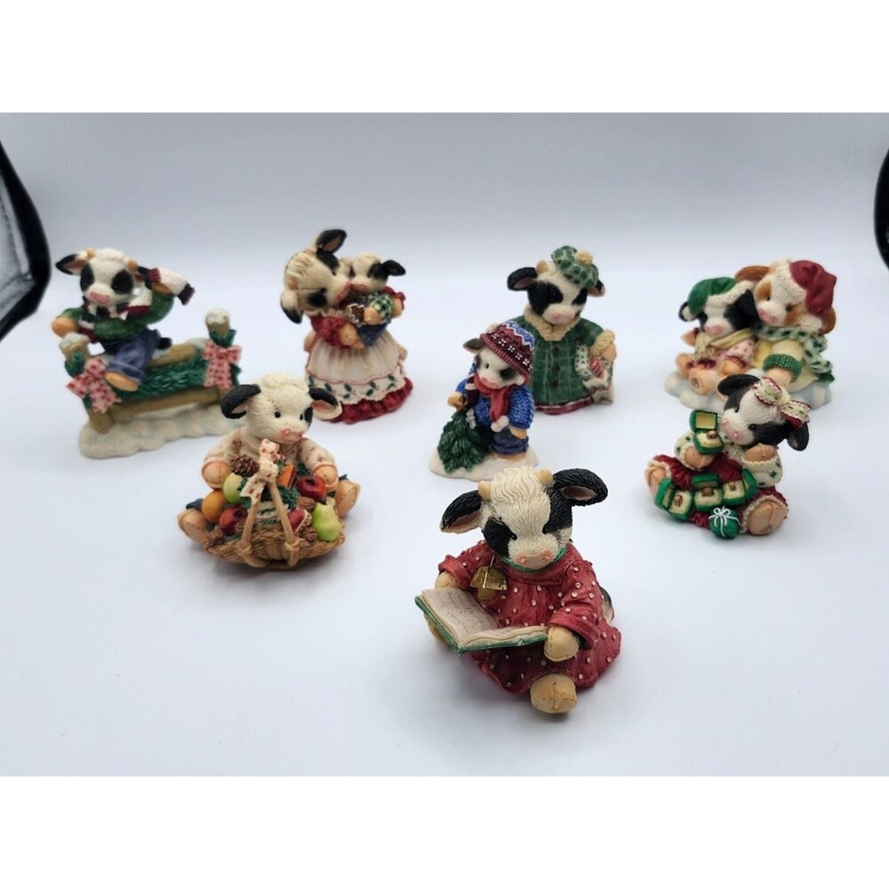 Mary's Moo Moos Figures Christmas Vintage Lot Of 9 Excellent Condition